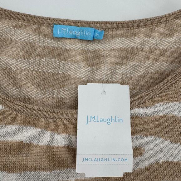 J. McLaughlin Morrison sweater XL animal print modal blend oatmeal white NEW - Picture 5 of 7